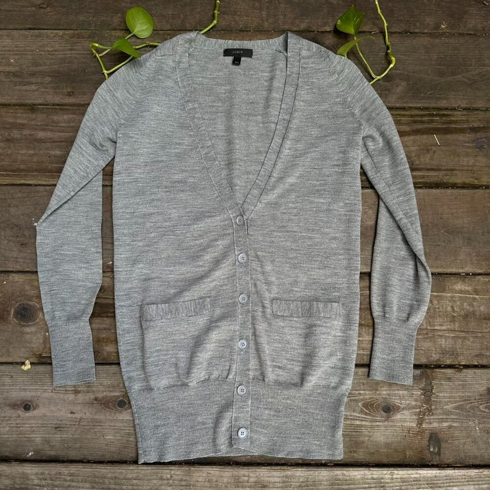 J CREW grey deep v cardigan,